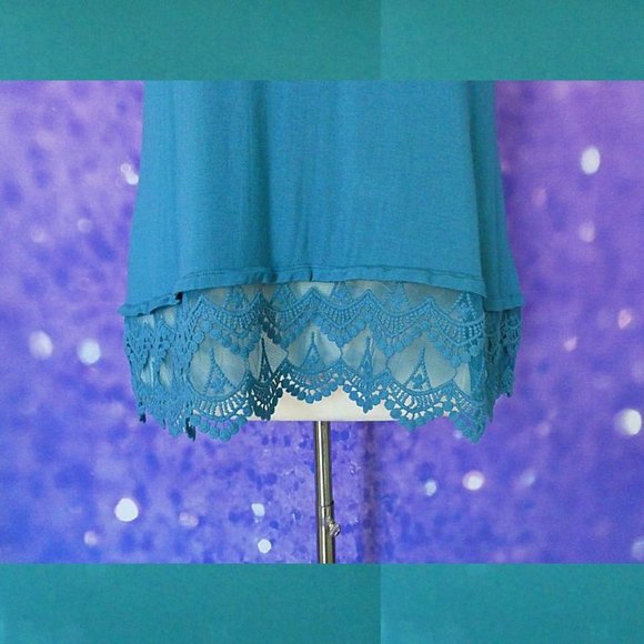 NWT Meri Skye Teal Tank Lace Bottom Size 2X - Picture 3 of 11